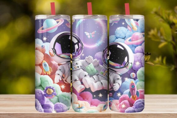 Cute Astronaut Space Tumbler Wrap