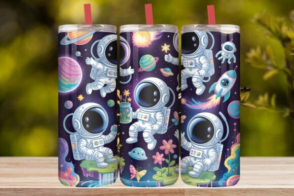 Cute Astronaut Space Tumbler Wrap