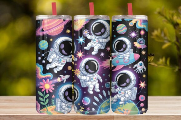 Cute Astronaut Space Tumbler Wrap