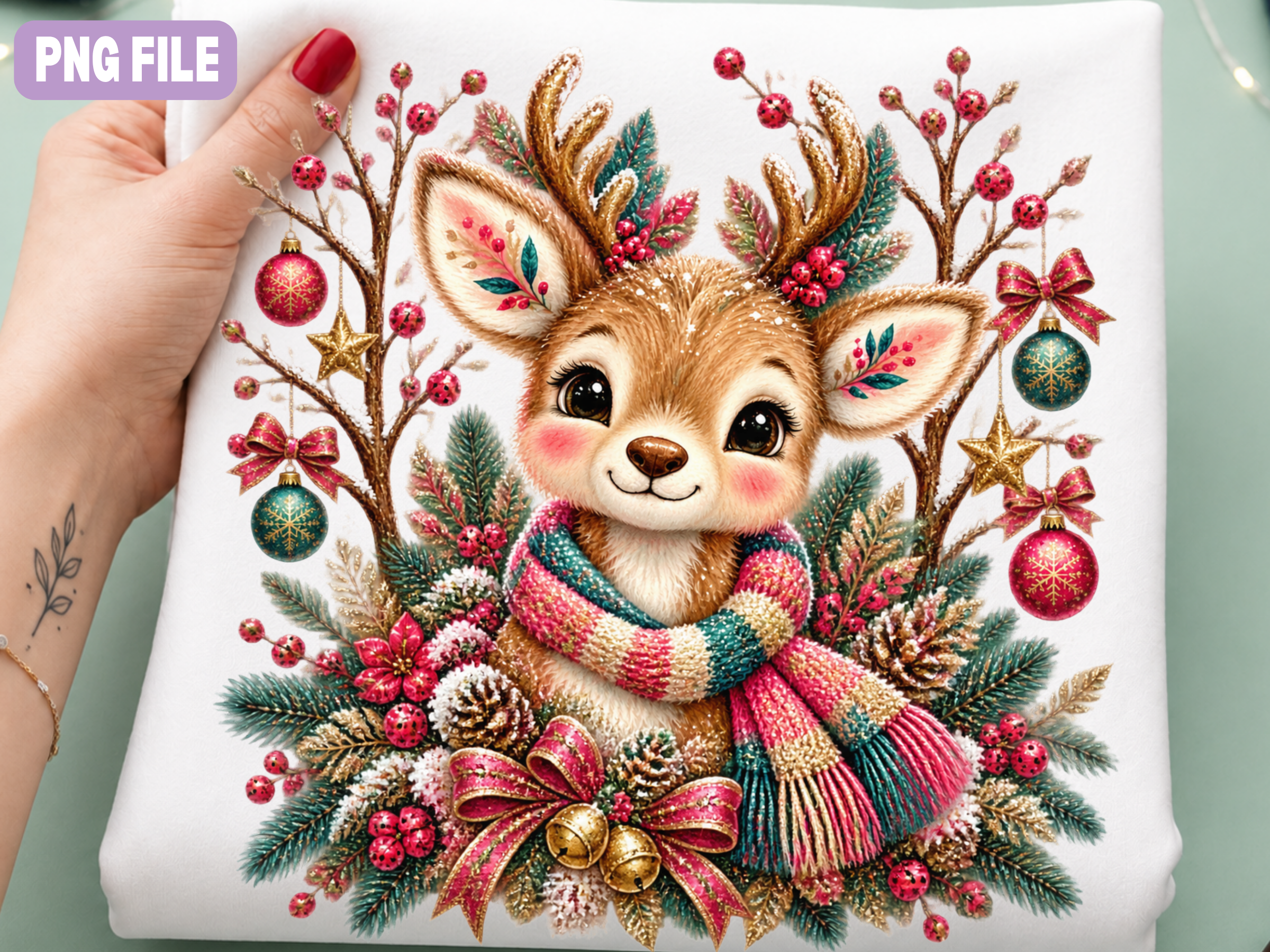 Cute Christmas Reindeer PNG, Winter Deer