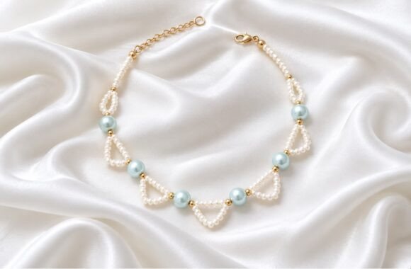 Dainty Pearl Macrame Necklace Pearl
