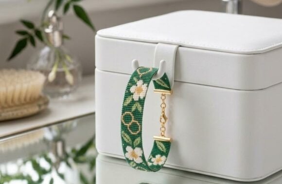 `Emerald Green Loom Beaded Bracelet