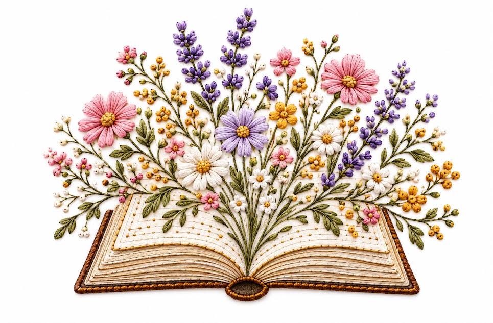 Floral Book Hand Embroidery Pattern