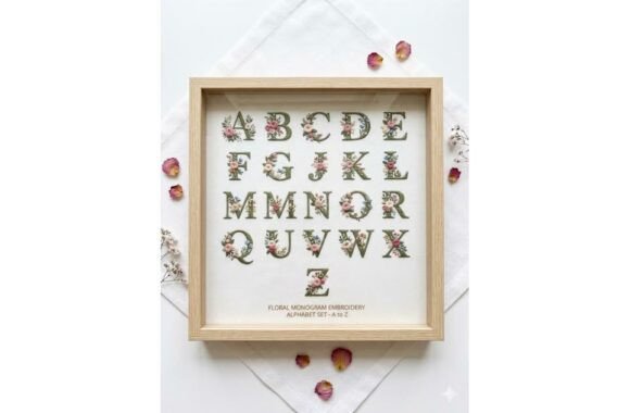 Floral Monogram Embroidery Pattern – a-Z