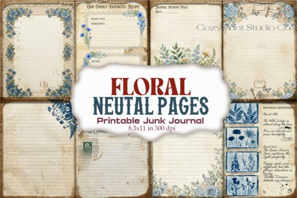 Floral Neutral Pages Junk Journal Paper
