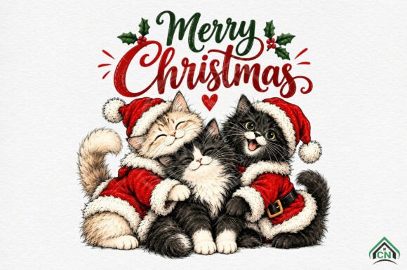Funny Cats Merry Christmas PNG