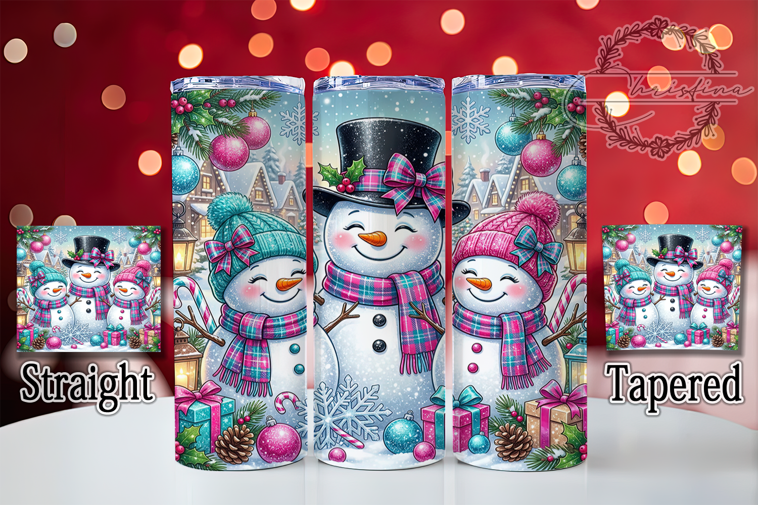 Glitter Snowman Winter 20oz Tumbler