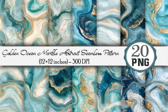 Golden Ocean Marble Abstract Seamless Pa