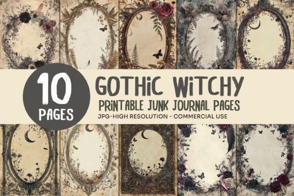 Gothic Botanical Junk Journal Pages