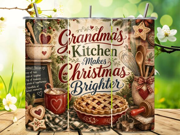 Grandma Kitchen Christmas Tumbler Wrap