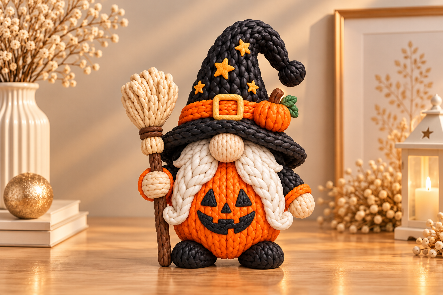 Halloween Pumpkin Gnome STL - 3D Print Spooky Gnome with Witch Hat - Image 3