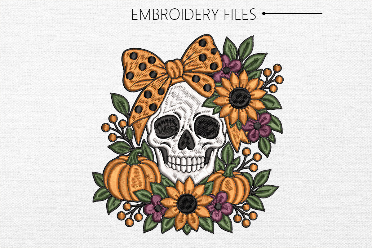 Halloween Skeleton Embroidery Design