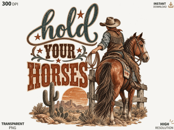 Hold Your Horses Cowboy PNG, Western Cow