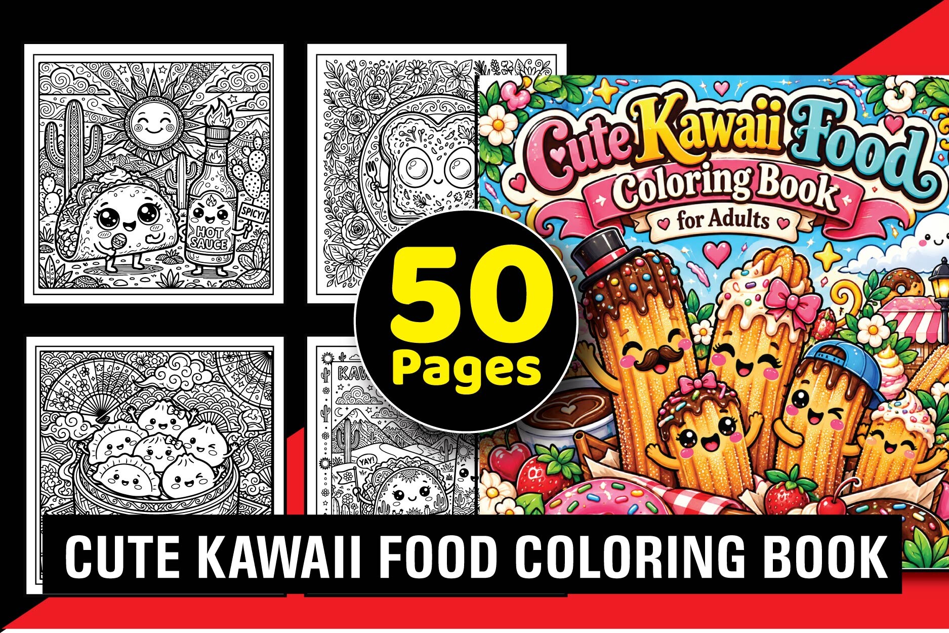 Kawaii Food Coloring Book for Adults