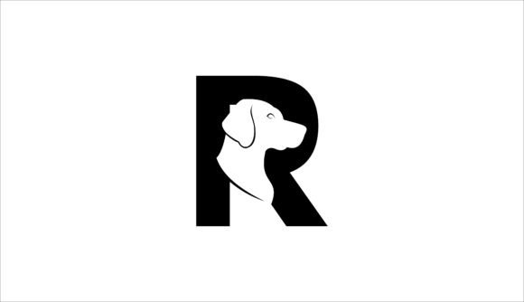 Letter R Logo with Dog Head Shape Vector