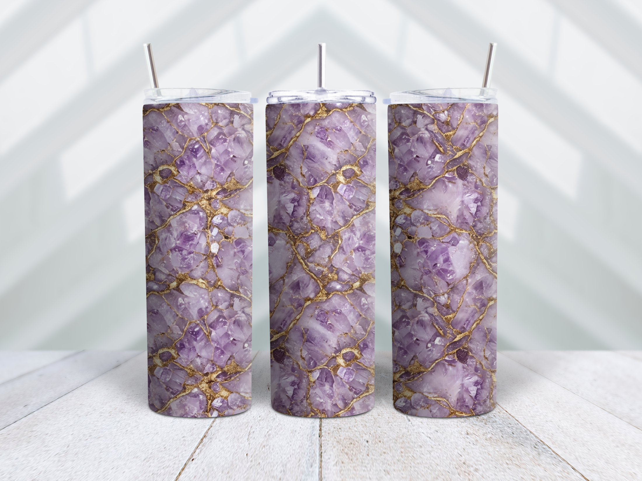 Lilac Gold Matrix Abstract Tumbler Wrap