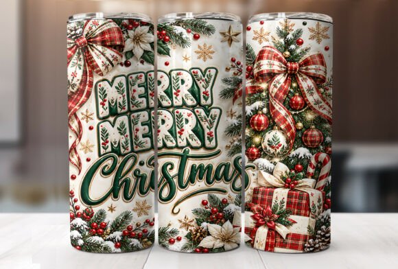 Merry Christmas Bow 20oz Tumbler Wrap
