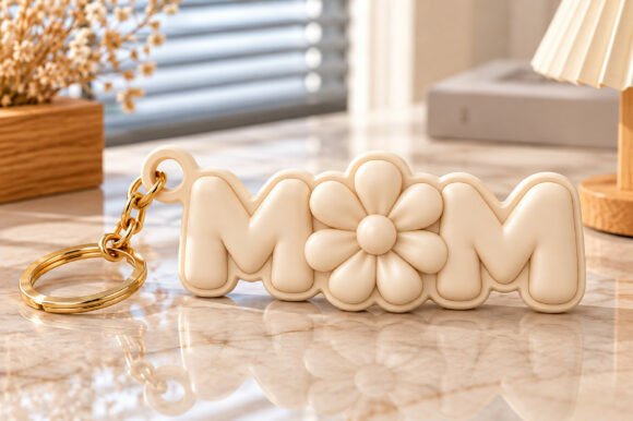 Mom Flower Keychain 3D STL Model - Printable Mother's Day Gift File - Image 3