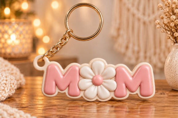 Mom Flower Keychain 3D STL Model - Printable Mother's Day Gift File - Image 4