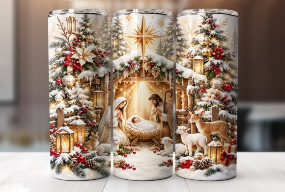 Nativity Scene Christmas Tumbler Wrap
