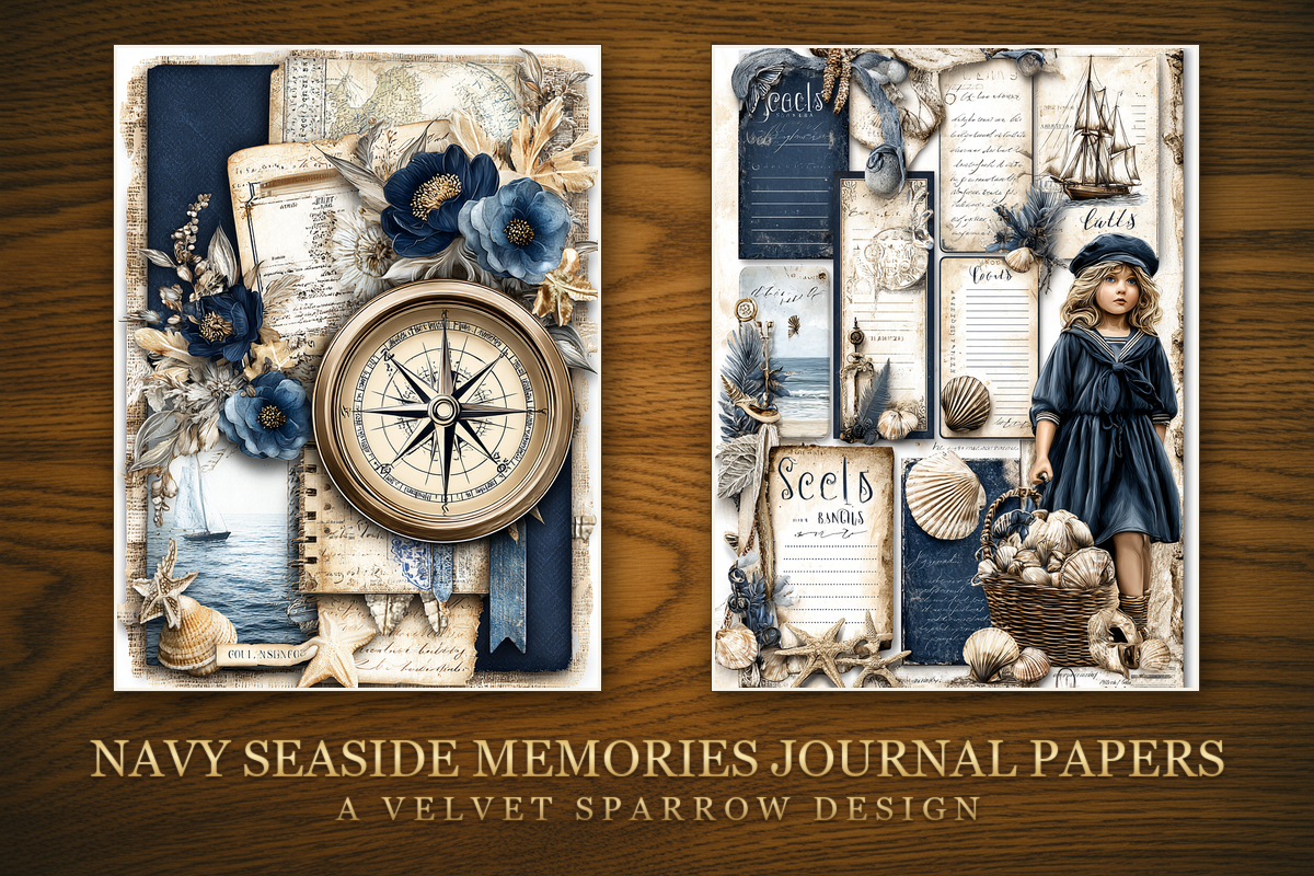 Navy Seaside Memories Journal Papers