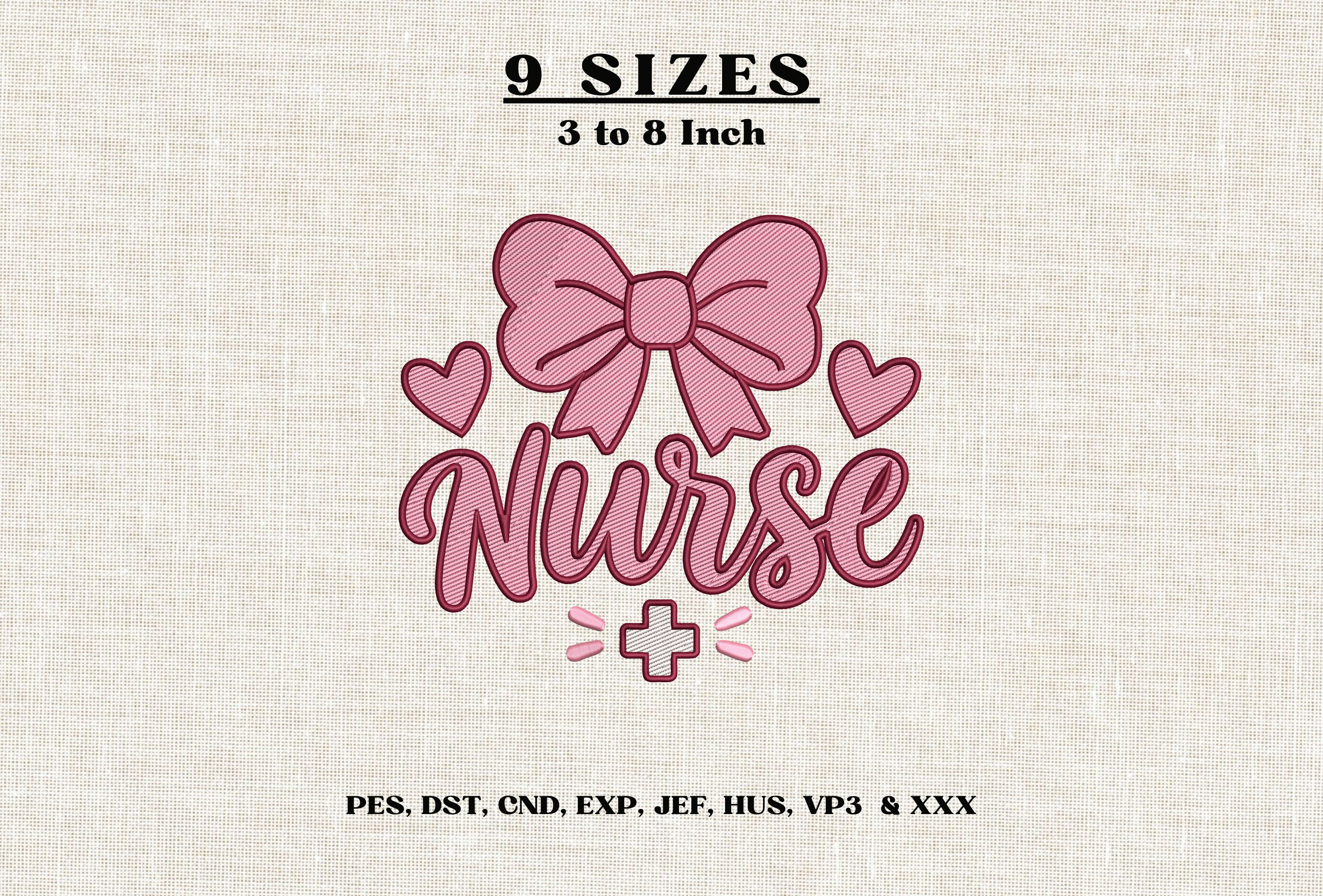 Nurse Coquette Bow Embroidery Design DST