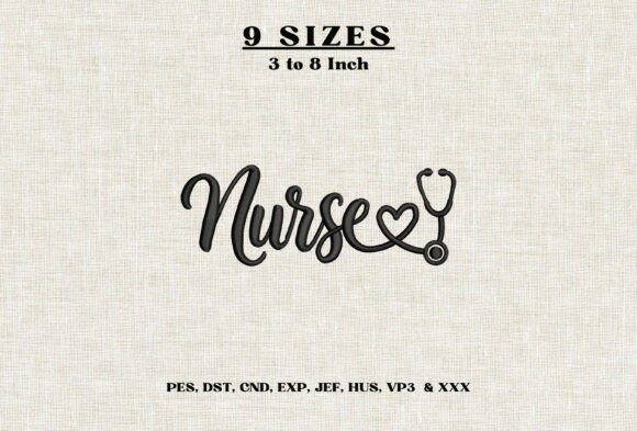 Nurse Stethoscope Heart Embroidery DST