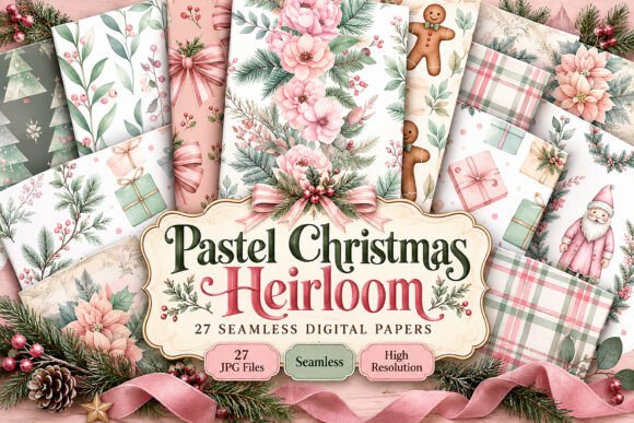 Pastel Christmas Heirloom Seamless