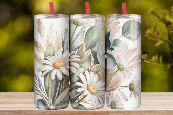 Pastel Daisy Floral Rainbow Tumbler Wrap