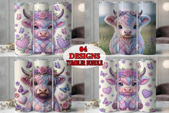 Patchwork Highland Cow Tumbler Bundle