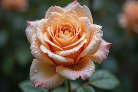 1 Peach Wet Rose Designs & Graphics