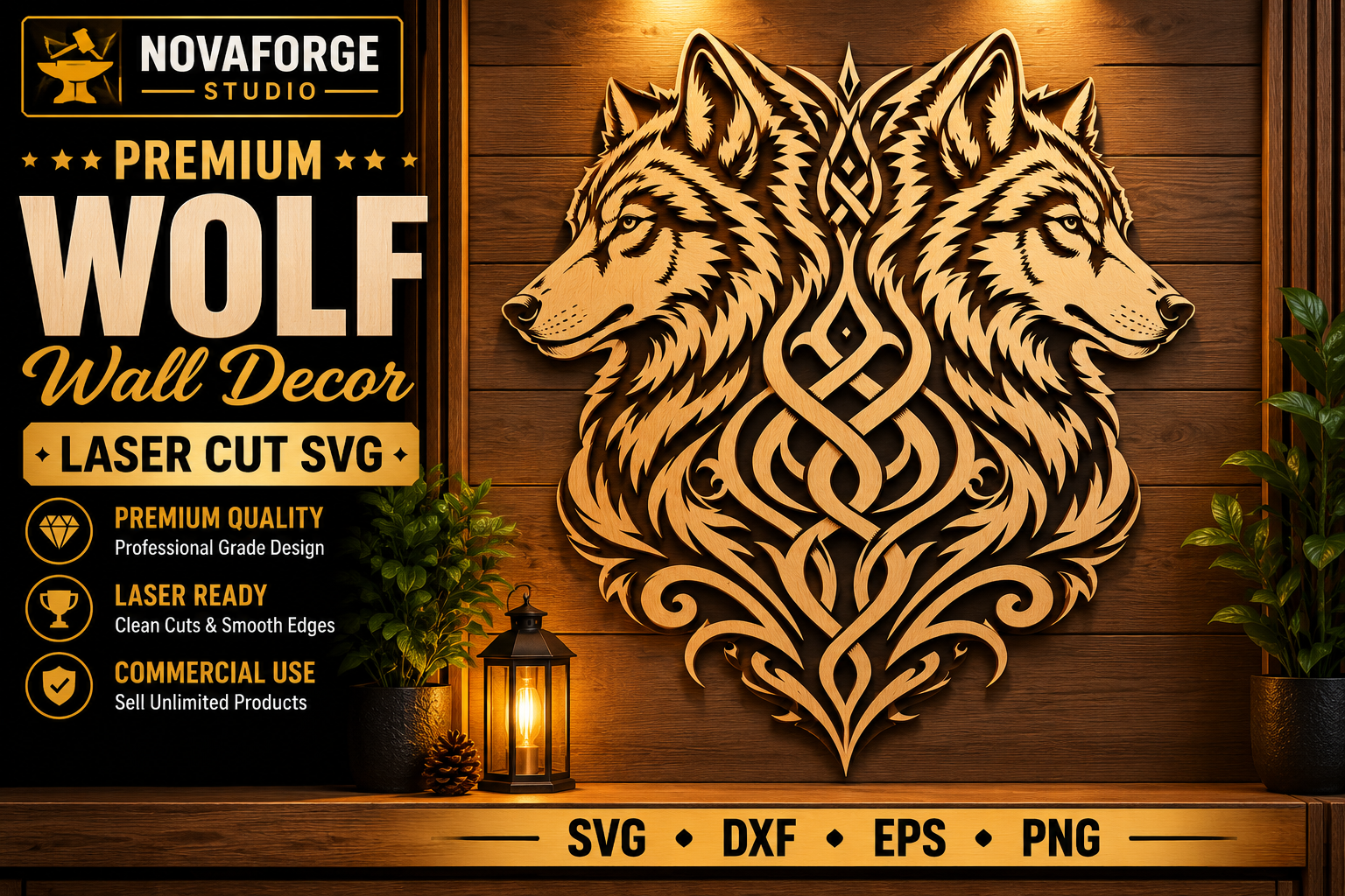 Premium Wolf Wall Decor SVG