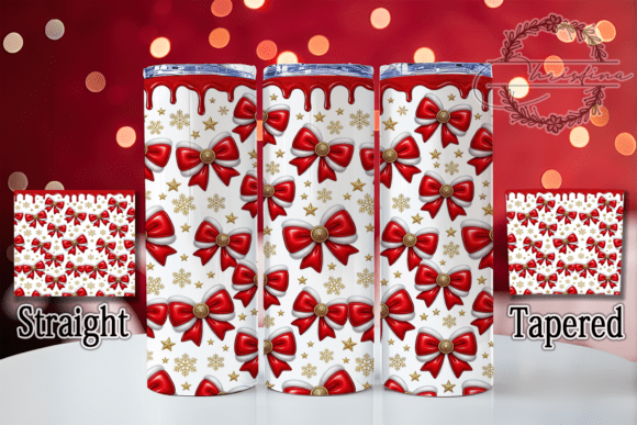 Puffy Red Bow Christmas 20oz Tumbler