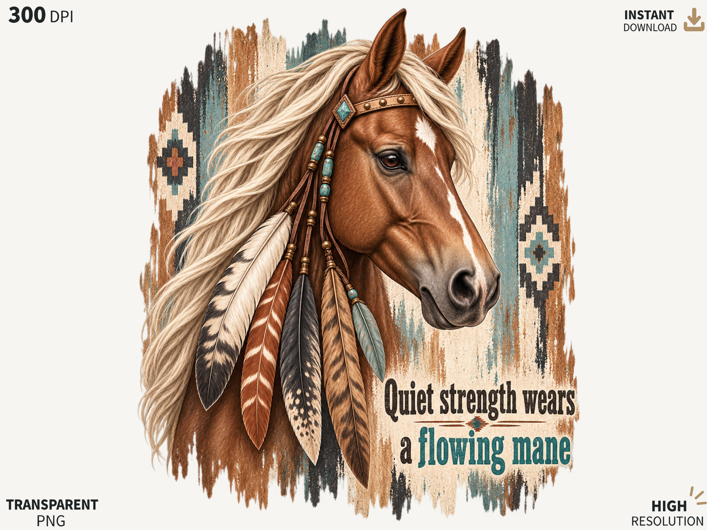 Quiet Strength Horse Western PNG, Boho H