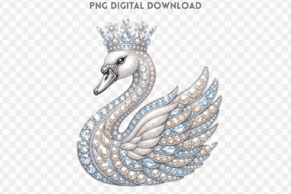 Rhinestone Christmas Swan PNG