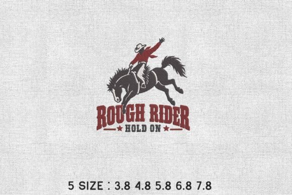Rough Rider Hold on Western Embroidery