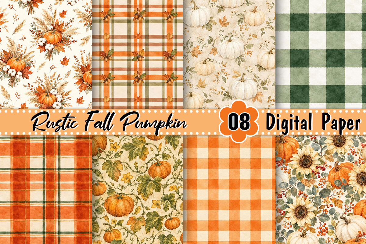 Rustic Fall Pumpkin Digital Paper