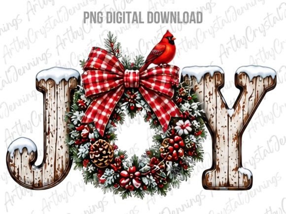 Rustic Joy Christmas Cardinal PNG