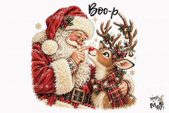 Santa and Reindeer Boop Nose PNG