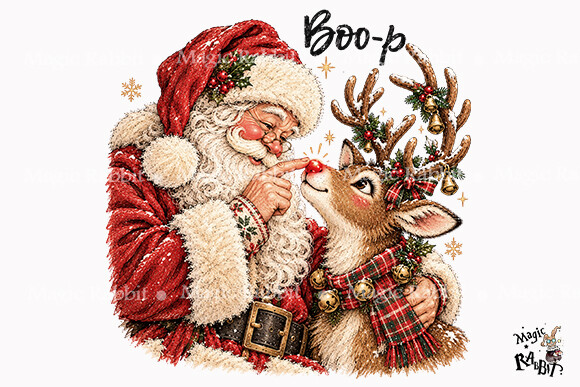 Santa and Reindeer Boop Nose PNG