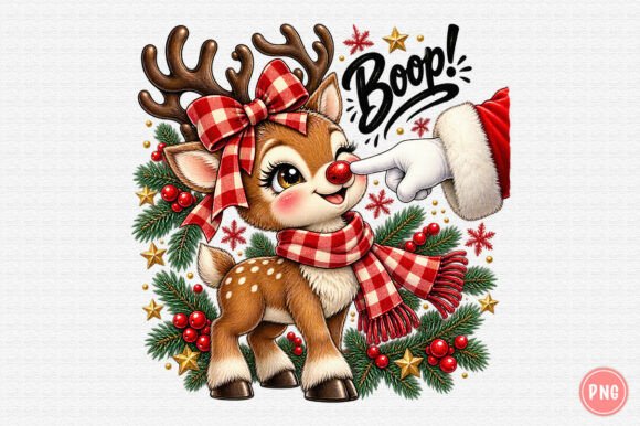 Santa Boop Christmas Reindeer PNG