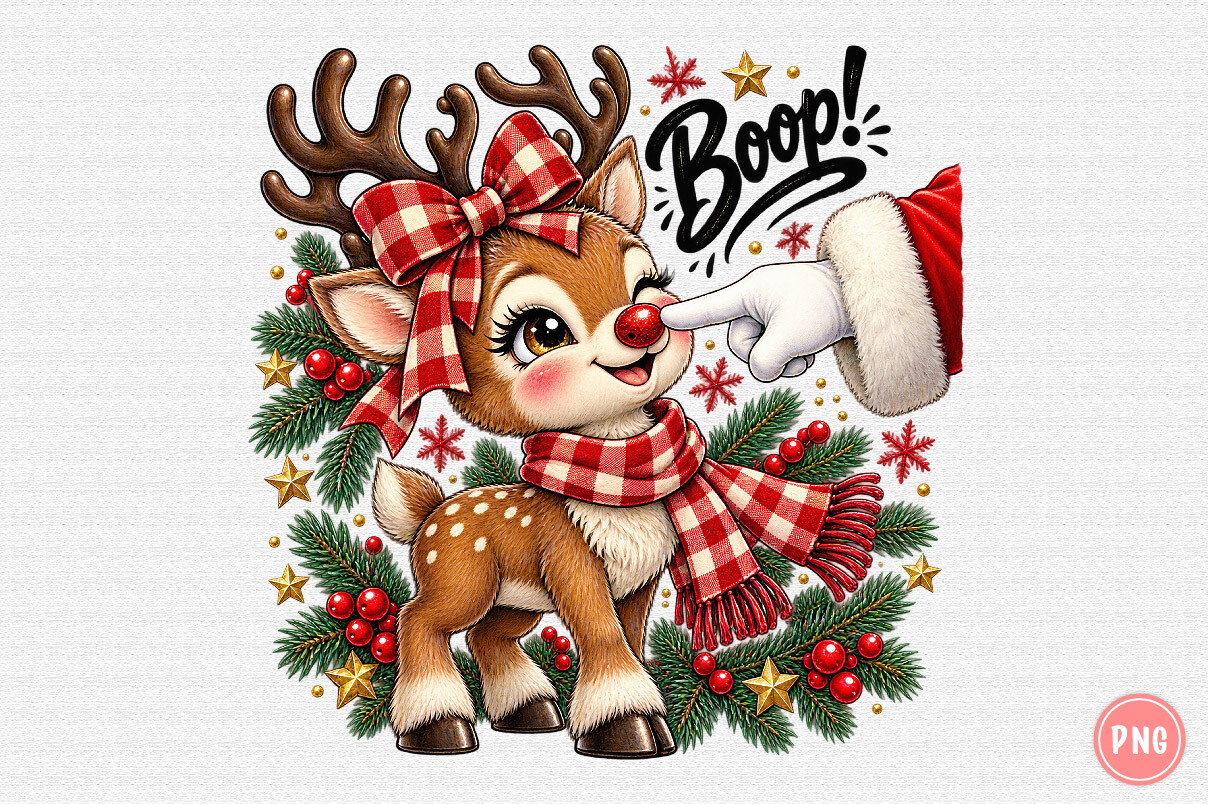 Santa Boop Christmas Reindeer PNG