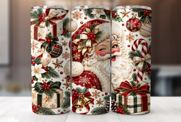 Santa Christmas Bow 20oz Tumbler Wrap