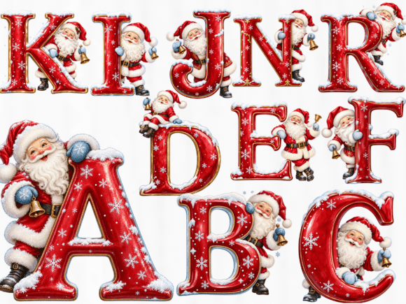 Santa Claus Christmas Alphabet PNG Bundl