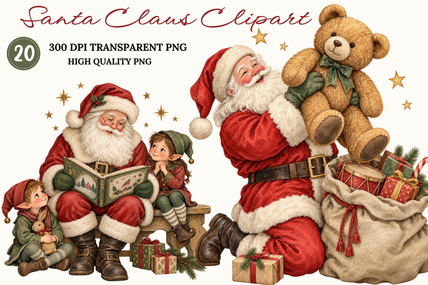 Santa Claus Christmas Clipart Bundle