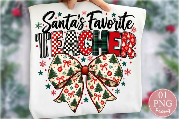 Santa's Favorite Teacher Christmas PNG