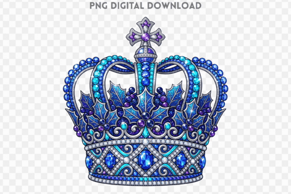 Sapphire Christmas Crown Rhinestone PNG