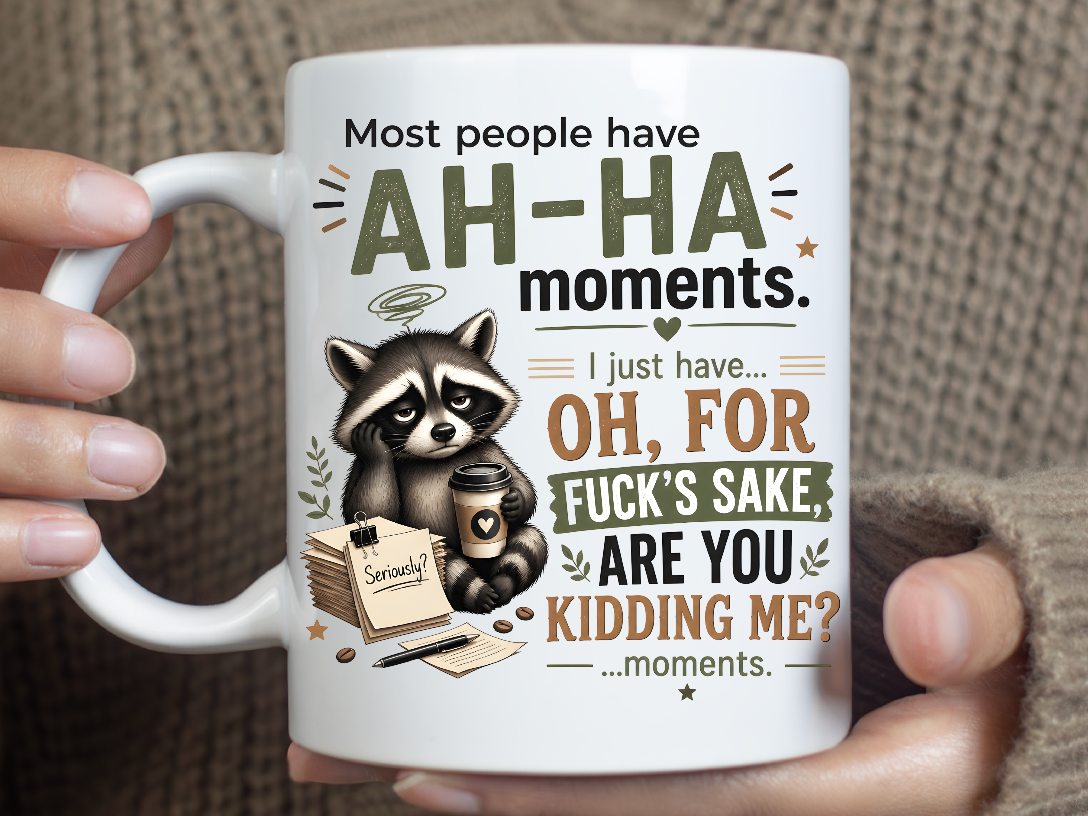 Sarcastic Raccoon Coffee Quote Mug Wrap