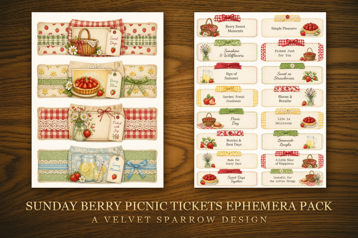 Sunday Berry Picnic Tickets Ephemera Pac