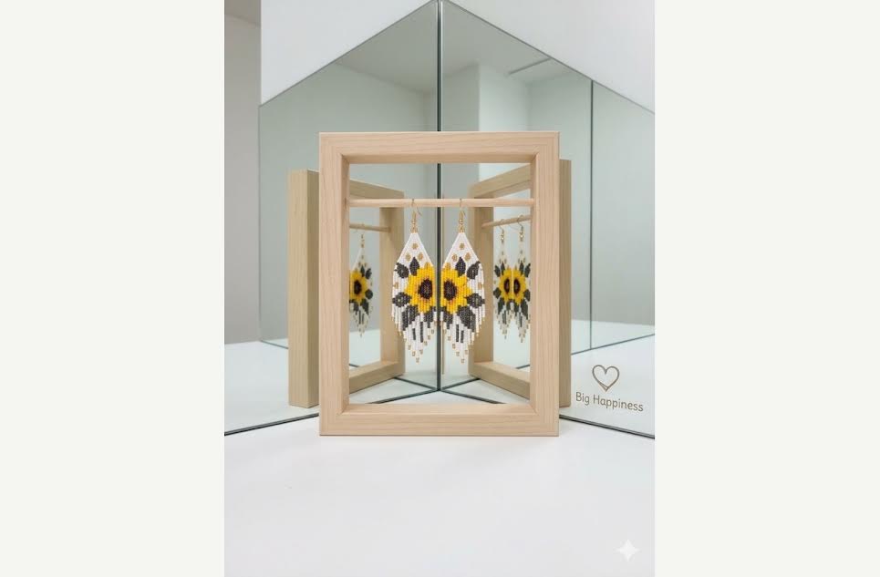 Sunflower Beaded Fringe Earrings Pattern